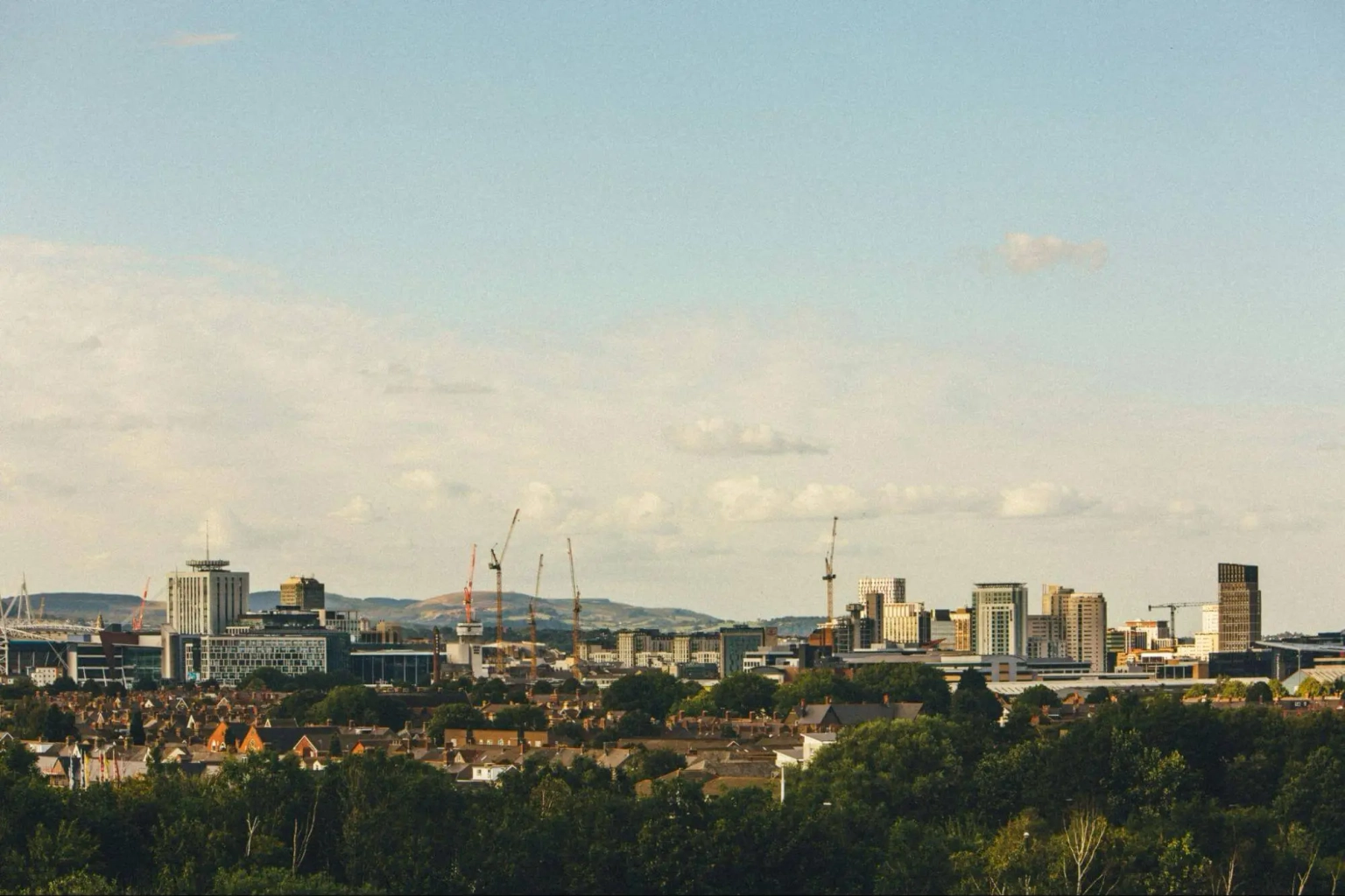 Cardiff skyline and surrounding residential neighbourhoods