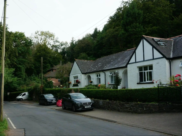 Residential street with homes near Cardiff, Wales
